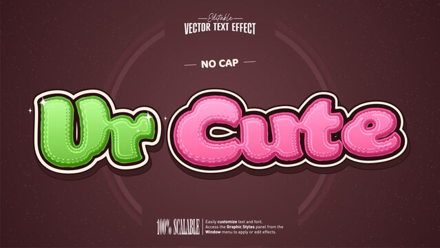 Ur Cute lime green and pink frosting text effect on dark brown
