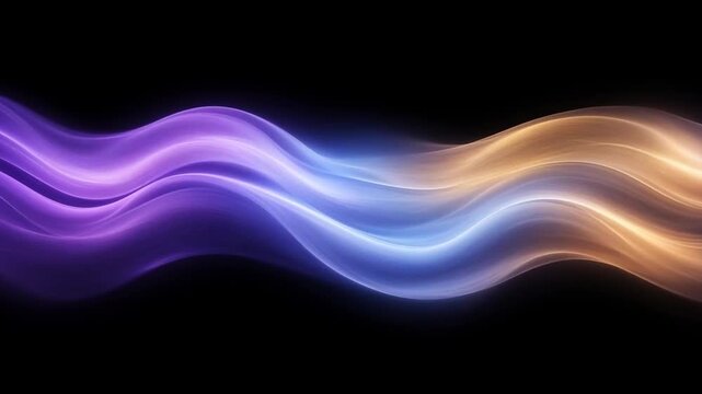 Soft pastel aurora-like waves slowly flowing on pure black background
