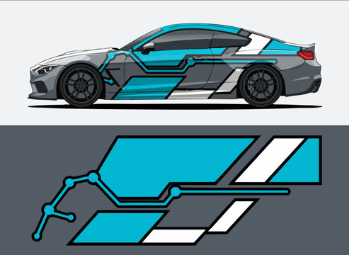 Cyberpunk Sports Car Livery with Neon Circuit Decals