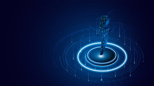 A digital energy icon of the future. Innovative energy concepts such as fast charging, high-speed data transfer, and future energy technologies.