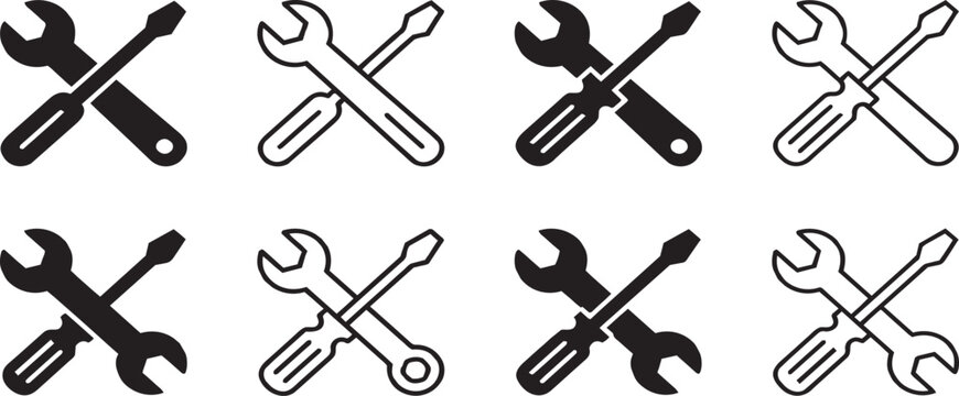 Wrench screwdriver icons.