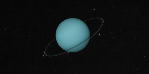 Uran planet isolated on black starry space background 3D realistic rendering. © Artur Didyk