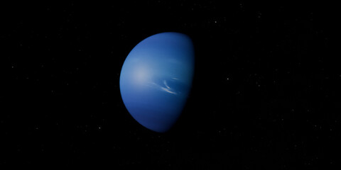 Uran planet isolated on black starry space background 3D realistic rendering. © Artur Didyk