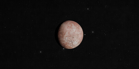 Pluto planet isolated on black starry space background 3D realistic rendering. © Artur Didyk