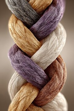 Braided Colorful Textile Ropes Showing Intricate Weave Pattern And Soft Texture For Craft And Design Background