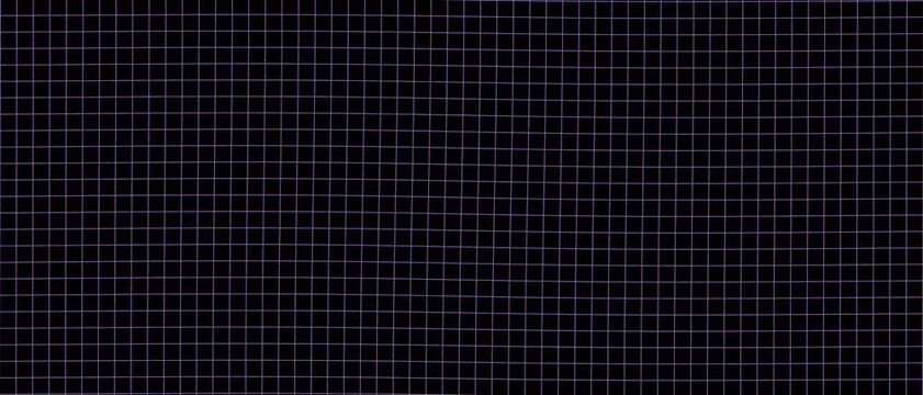 Purple wireframe grid rippling into wave distortion on black background, shape shifting