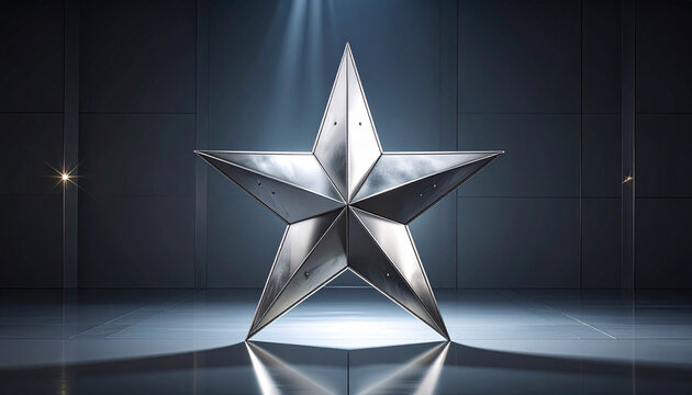 Polished Metal Star on Dramatic Dark Stage