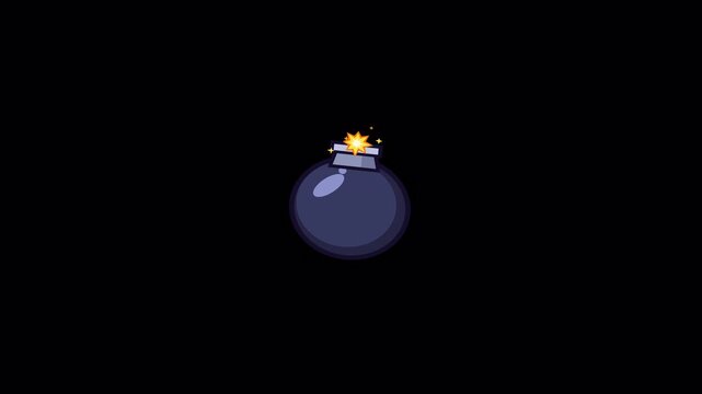 Cartoon Bomb Explosion Animation with Smoke Cloud Alpha Channel