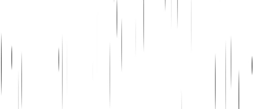 Thin black lines of varying width move across plain white background