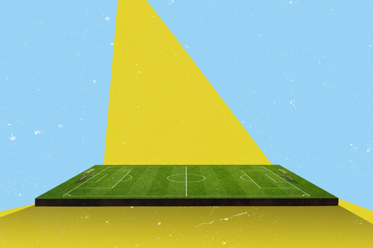 3D Soccer field in spot light on isolated background - texture background