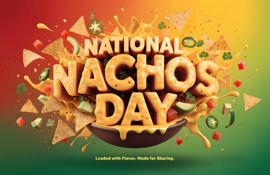 National nachos day celebration graphic with cheese