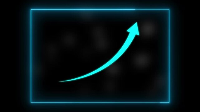 Arrow graph animation rises across positive financial metrics. Corporate business revenue expansion analytics guide active arrow graph animation. Trade desks use graph.