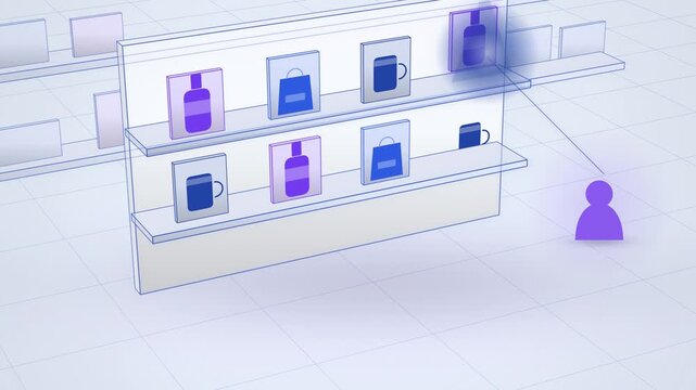 Product recommendation shelves with display shelf endless loop