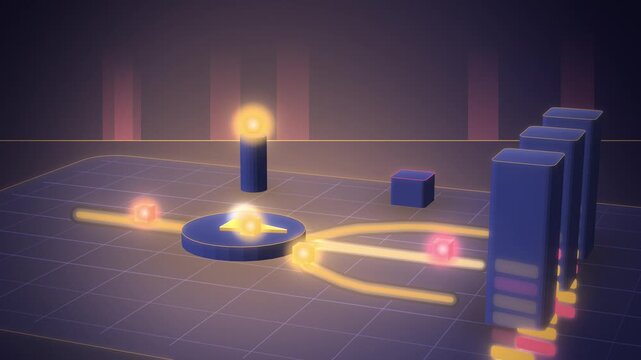 Amber load balancer switching data lanes close-up coming to life
