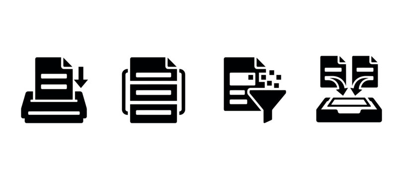 Document management icons depicting download files folder