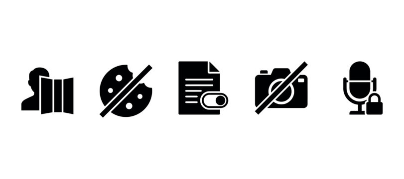 Collection of prohibition icons in flat black silhouette