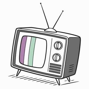 Plateau de t&eacute;l&eacute;vision de dessin anim&eacute; sans signal