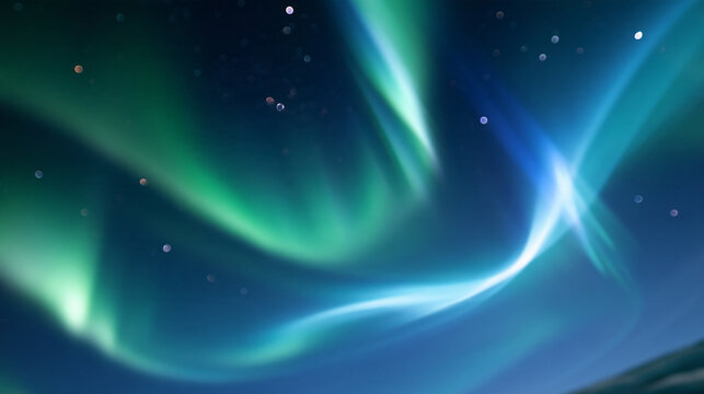 Northern lights in the night sky, beautiful night with stars, aurora borealis and polar lights, with copy space