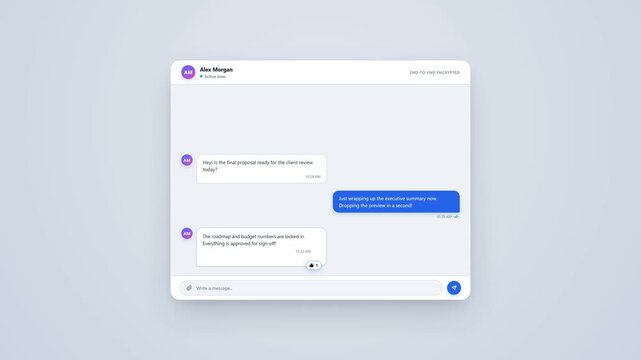 Clean Modern Chat App Notification to Message Thread Animation - Minimalist Messenger UI UX Motion Graphic