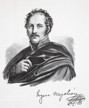 Eug&egrave;ne Rose de Beauharnais, German Eugen Duke of Leuchtenberg and Prince of September 3, 1781, February 21, 1824 was stepson of Napoleon I and was later adopted by this. He was in 1805 Viceroy of Italy and married Augusta of Bavaria, Historical, digital reproduction of an original from the 19th century