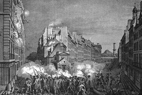 Battle in the suburb of St. Antoine on 28 April 1789, French Revolution, France, digitally restored reproduction of a 19th century original, exact date unknown