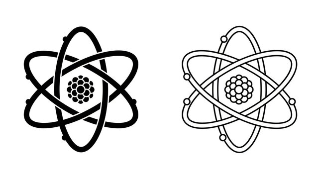 Atomic nucleus with electron orbits illustration