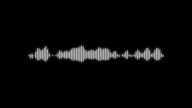Clean minimal motion graphic of white audio spectrum bars on a black background, ideal for music visualizations, loops, and modern video projects .4k