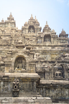 Ornate Borobudur Stone Architecture in Vertical View