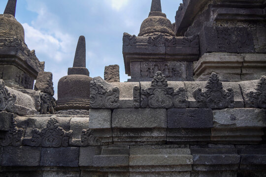 Borobudur Stupas and Stone Structures in Shadow