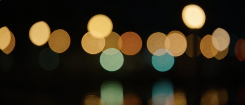 Abstract city lights bokeh reflection creating vibrant nighttime glow effect