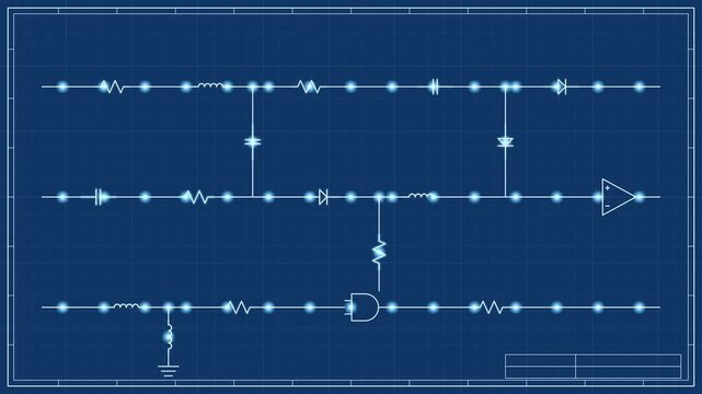 PCB Blueprint Schematic Circuit Design Animation