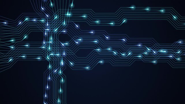 PCB Data Bus Pulses Circuit Traces Animation