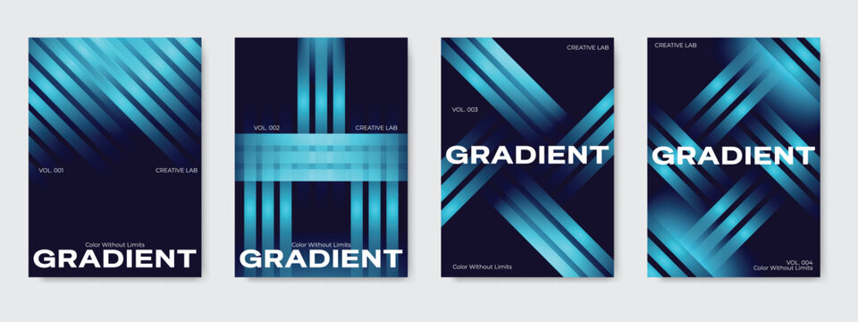 Set of Cyan Gradient Line Poster Templates for Creative Lab
