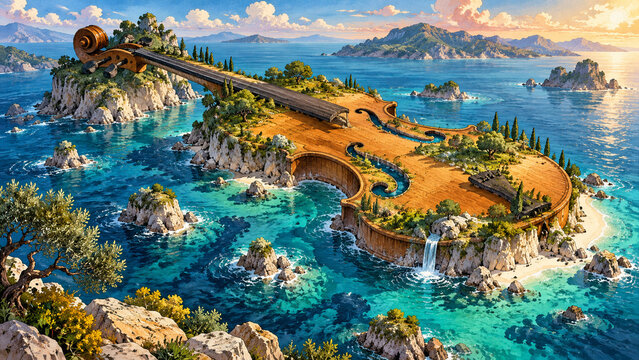 Giant Violin Island in a Turquoise Sea