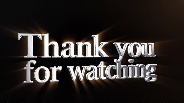 Animation thank you for watching text gray effect with black isolated background. Suitable for end screen of video. Video looping