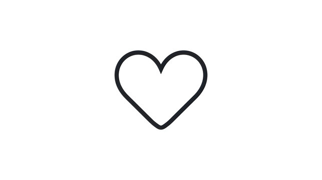 Simple black heart shape icon isolated on transparent background