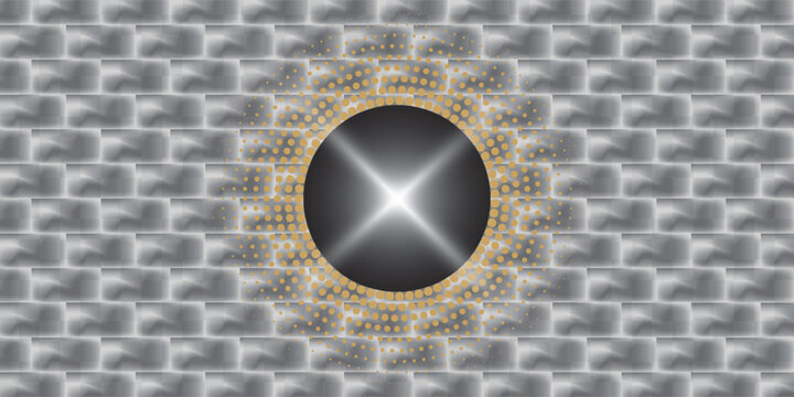 Gold Halftone round frame. Golden luxury Halftone circle logo. vector illustration