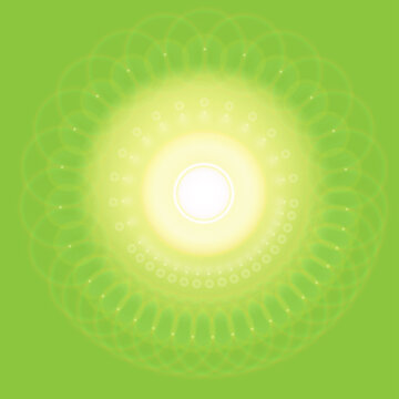 Circular mandala style light effect with glowing white center and concentric ring patterns