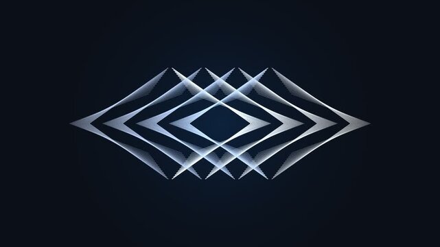 Abstract glowing white geometric lines forming diamond shapes on dark blue background