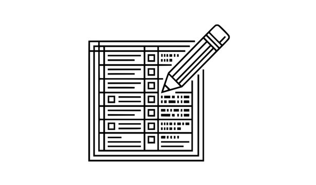 Geometric vector linear icon of edit pencil for content management systems and document workflow UI
