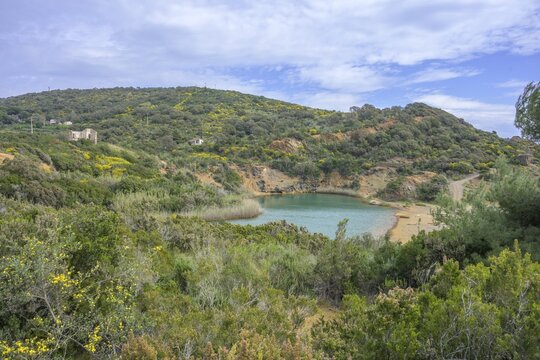 Sulphurous lake Laghetto di Terra Nera, Porto Azzurro, Province of Livorno, Italy
