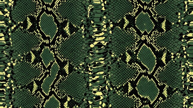 green and yellow python snakeskin seamless pattern with reptile leather texture and wild animal skin design for fashion textile and creative background