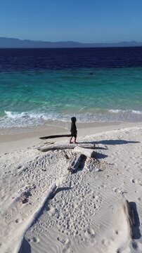 Person Standing on a Tropical Beach