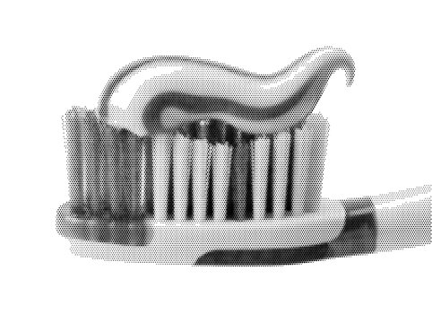 Toothbrush toothpaste halftone vector head dental hygiene bristles oral cleaning routine bathroom healthcare graphic
