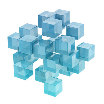 Cluster of translucent blue cubes