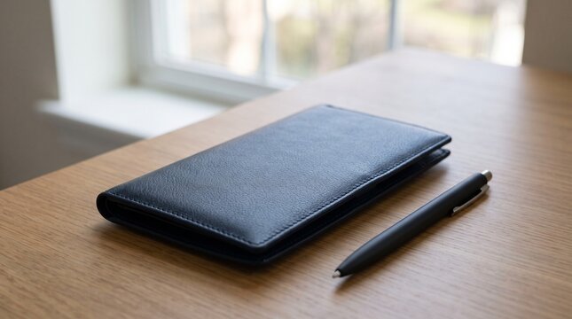 Business Travel Administration Represented by a Single Closed Travel Wallet on an Office Desk
