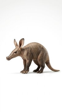 Side Profile of Aardvark Isolated on White Background in Minimalist Style