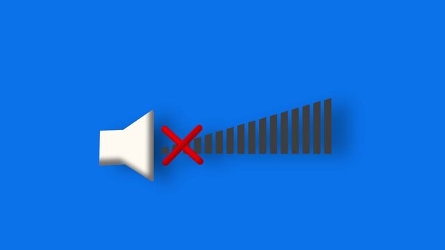 Retro volume popup cycles speaker bars on blue background, 4K quality.