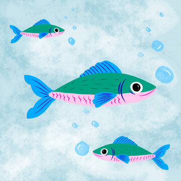 seamless pattern with fishes
