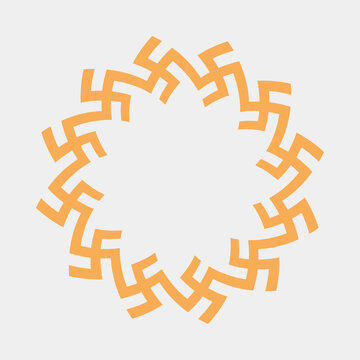 Swastika- a Hindu religious motifs background. A round border with empty space made with Swastika symbol. Layout template for Hindu religious events.